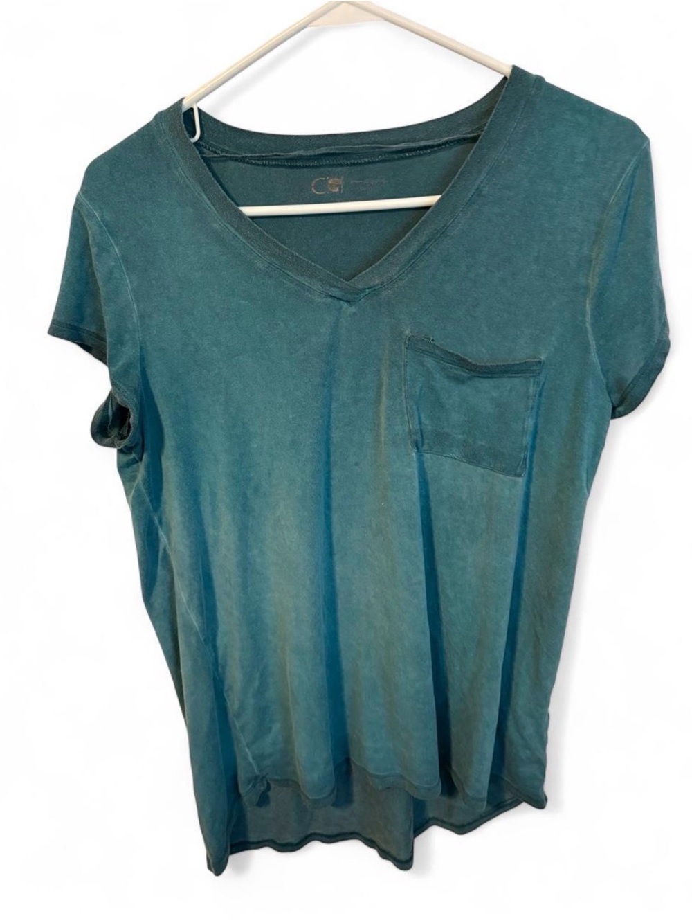 Cable & Gauge Teal V-Neck Pocket Tee - Women